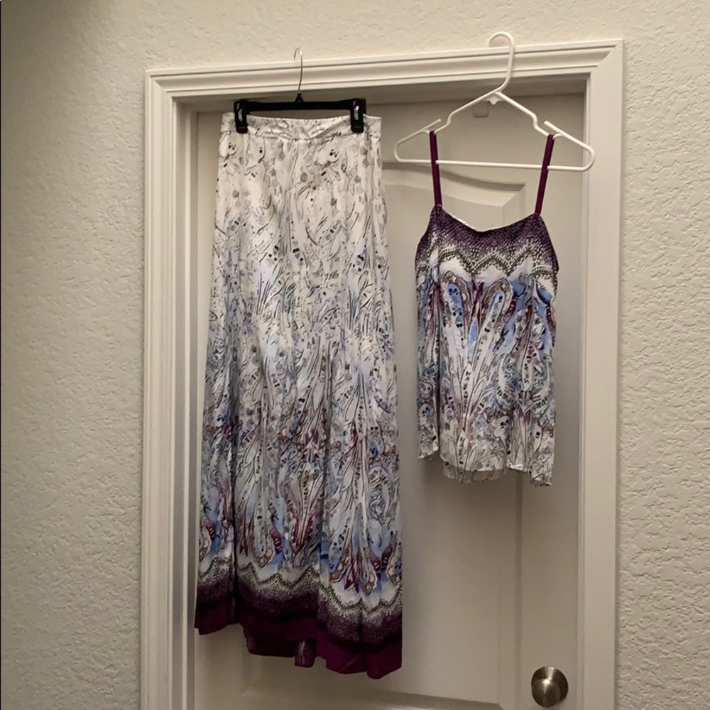 NWOT Printed Matching Skirt and Blouse